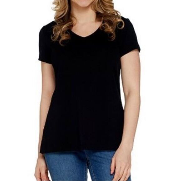 Isaac Mizrahi Essentials Pima Cotton V-Neck T-Shirt - Picture 1 of 4